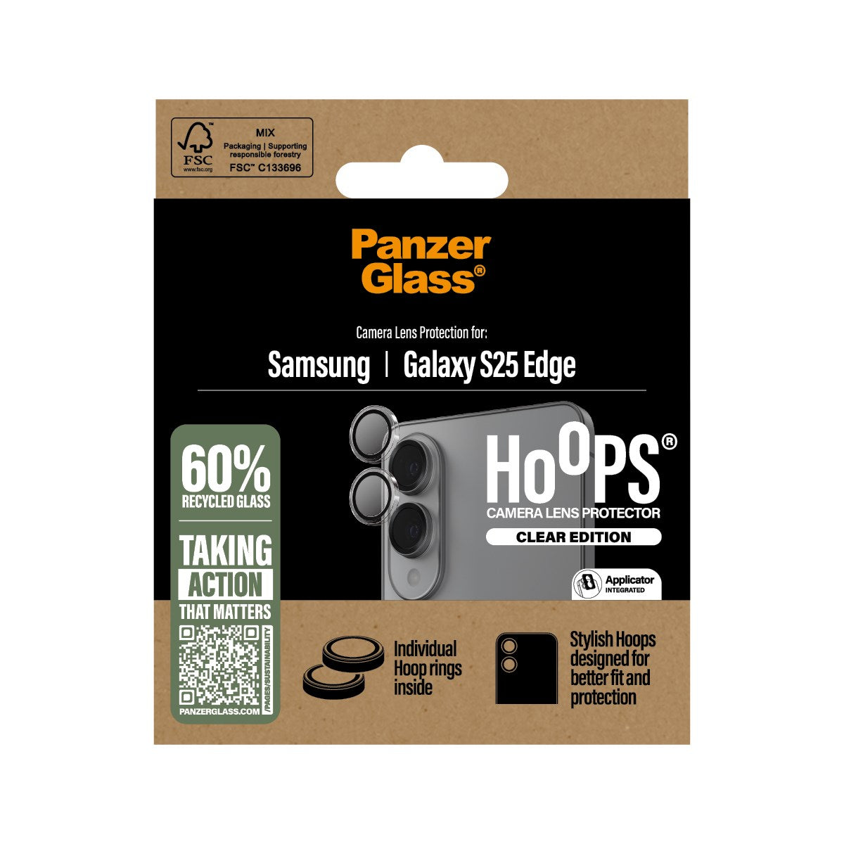 PanzerGlass® Hoops® Camera Lens Protector Transparent Samsung S25 Edge